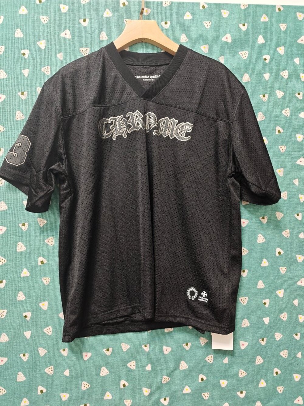 Chrome Hearts Black V‑Neck Mesh Jersey Shirt